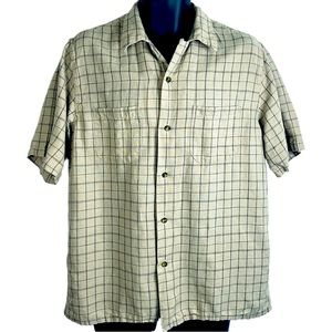 Dockers Y2K Vintage Short Sleeve Button Down Linen Blend Camp Shirt Size Medium